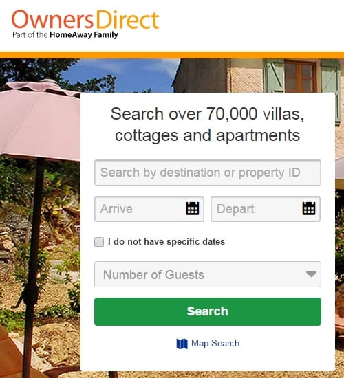 holiday rentals owners direct search booking form